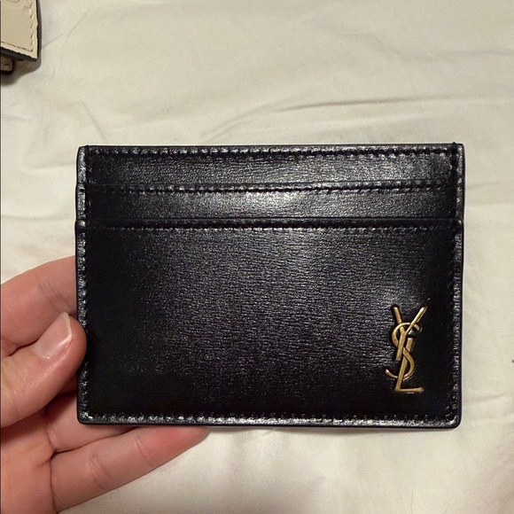 Yves Saint Laurent Black Card Holder with Gold Logo